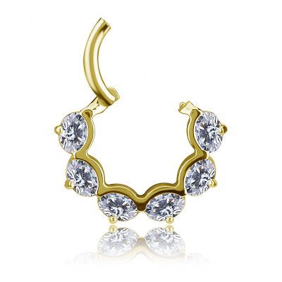 GOLD-PLATED CLICKER RING WITH OVAL PREMIUM ZIRCONIA