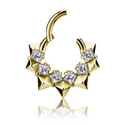 ARO CLICKER CHAPADO EN ORO CON CRISTALES CUADRADOS
