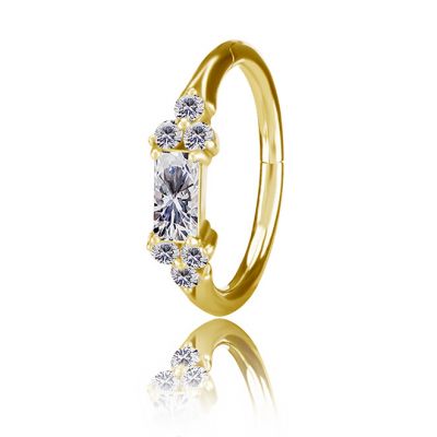 GOLD PLATED OVAL PIERCING WITH BAGUETTE CRYSTALS