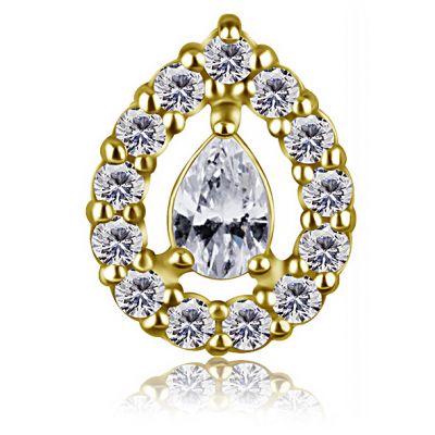 PIERCING A FORMA DI GOCCIA PLACCATO ORO CON CRISTALLI