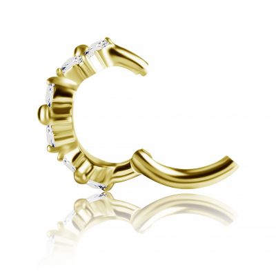 PIERCING DE NOMBRIL OVALE PLAQUÉ OR AVEC FLEURS EN CRISTAL