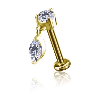 VERGOLDETER THREADLESS SCHMUCK MIT KRISTALL-TROPFENANHÄNGER