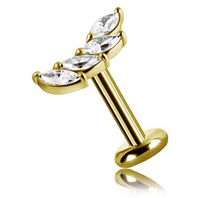 PIERCING PLACCATO IN ORO SENZA FILETTO CON ACCESSORIO AD ALA