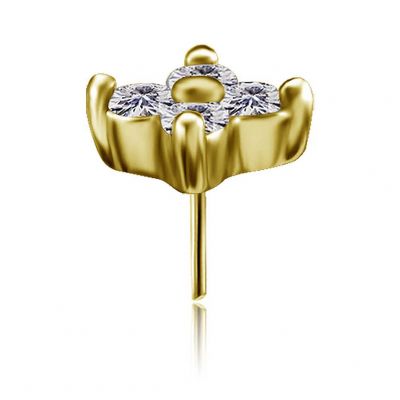 GOLD-PLATED THREADLESS FLOWER REPLACEMENT WITH PREMIUM CUBIC ZIRCONIA