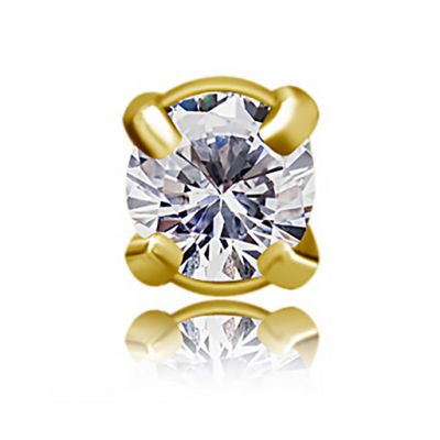 GOLD PLATED PIERCING WITHOUT THREAD WITH A CRYSTAL