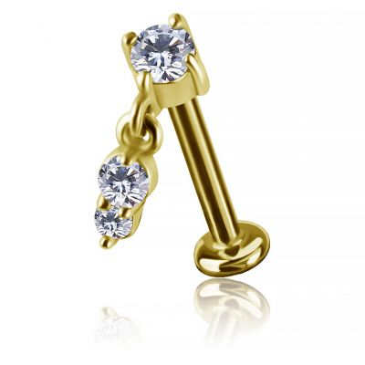 VERGOLDETES THREADLESS-LABRET MIT PREMIUM CUBIC ZIRCONIA UND ANHÄNGER