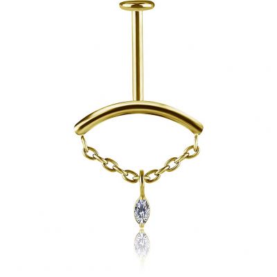 GIOIELLO VERTICAL HELIX PLACCATO ORO CON GOCCIA DI CRISTALLO 