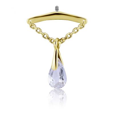 VERTICAL HELIX WITH SOLID GOLD REPLACEMENT WITH GENUINE TOPAZ