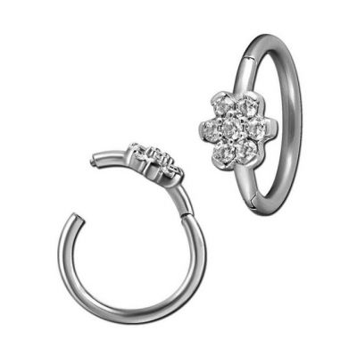 PIERCING HELIX CLICKER AVEC FLEUR DE CRISTAUX