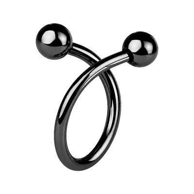PIERCING SPIRALE EN ACIER NOIR AVEC BOULES