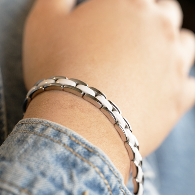 BRACCIALE IN ACCIAIO E CERAMICA SOTTILE