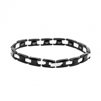 BRACCIALE IN CERAMICA NERO E BIANCO
