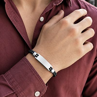 ARMBAND MIT EDELSTAHLPLATTE