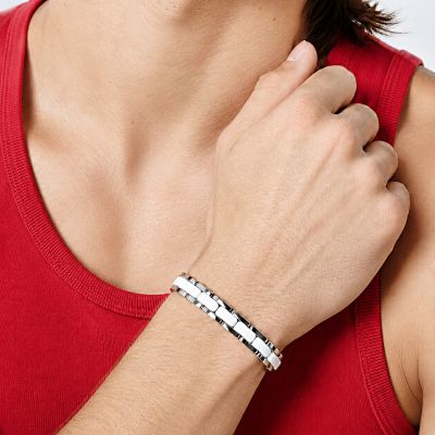 BRACCIALE IN ACCIAIO E CERAMICA SOTTILE
