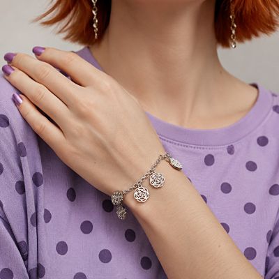 BRACCIALE CON CINQUE ROSE PENDENTI