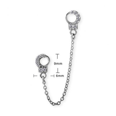 EAR CHAIN WITH HANDCUFFS AND BRILLIANTS