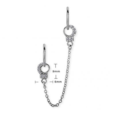 CLICKER CIRCLES AND CHAIN WITH HANDCUFFS AND BRILLIANTS