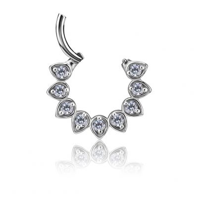 ANNEAU CLICKER AVEC CRISTAUX EN FORME DE GOUTTE