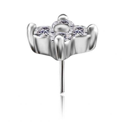 THREADLESS FLOWER-SHAPED REPLACEMENT WITH PREMIUM CUBIC ZIRCONIA