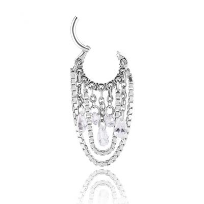 CLICKER PIERCING WITH CRYSTALS AND CHAINS
