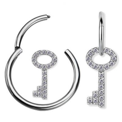 PIERCING E CIONDOLO CON CHIAVE E CRISTALLI