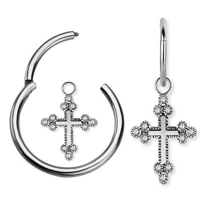PENDIENTE CON CRUZ Y CRISTALES EN CUBIC ZIRCONIA