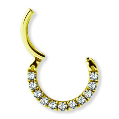 GOLD HINGED CLICKER SET WITH PREMIUM ZIRCONIA