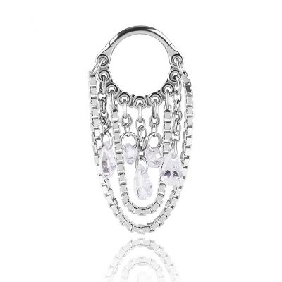 CLICKER PIERCING WITH CRYSTALS AND CHAINS