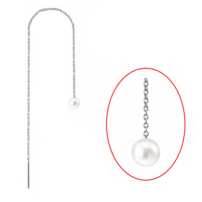 ORECCHINO CON CATENA E SFERA DI PERLA