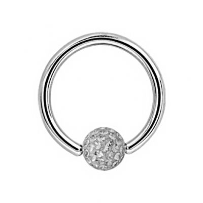 RINGPIERCING MIT KRISTALLSTEINKUGEL UND EPOXYÜBERZUG