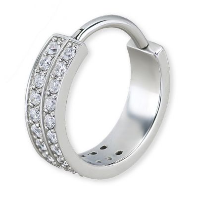 PIERCING WITH DOUBLE ROW OF CRYSTALS IN CUBIC ZIRCONIA