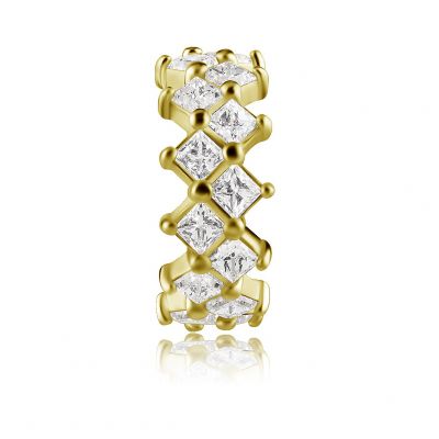 BIJOU CLICKER EN OR MASSIF AVEC CRISTAUX À TAILLE CARRÉE