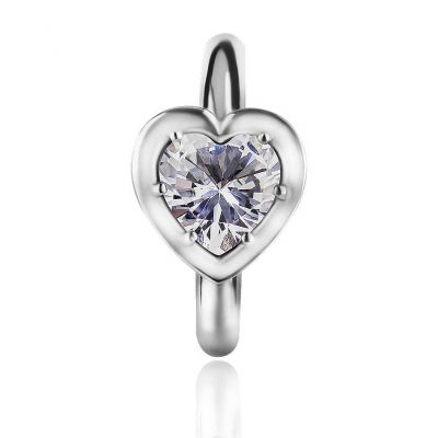 OVAL NAVEL JEWEL WITH SMALL ZIRCONIA HEART