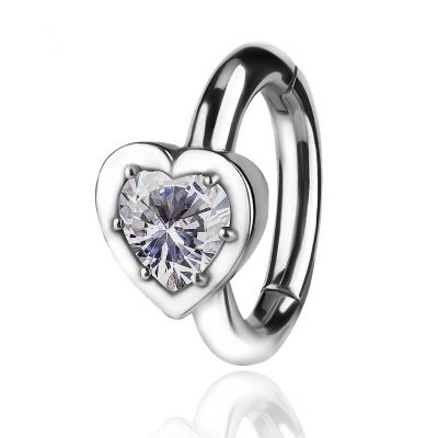 OVAL NAVEL JEWEL WITH SMALL ZIRCONIA HEART