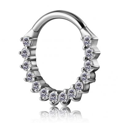 ROOK PIERCING CLICKER WITH CUBIC ZIRCONIA
