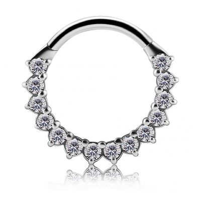 ROOK PIERCING CLICKER WITH CUBIC ZIRCONIA