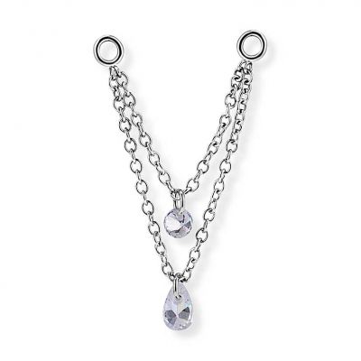 DOUBLE CHAÎNE ET CRISTAUX POUR ANNEAUX PIERCING