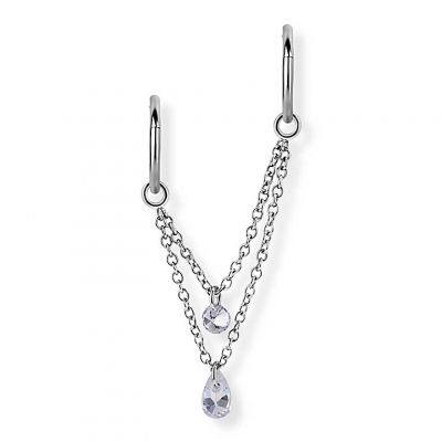 DOUBLE CHAÎNE ET CRISTAUX POUR ANNEAUX PIERCING