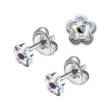 PENDIENTES DE ACERO CON FLORES DE COLORES