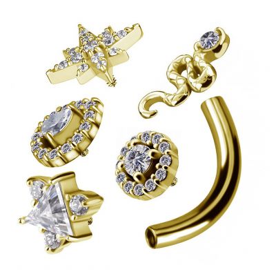 GOLD-PLATED CURVED BAR REPLACEMENT FOR NAVEL PIERCING