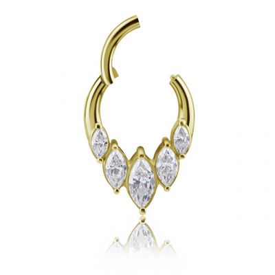 GOLD CLICKER PIERCING WITH DROP CRYSTALS