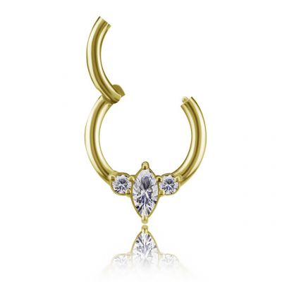 GOLD CLICKER PIERCING MIT KRISTALLEN