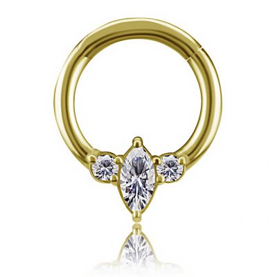 GOLD CLICKER PIERCING MIT KRISTALLEN