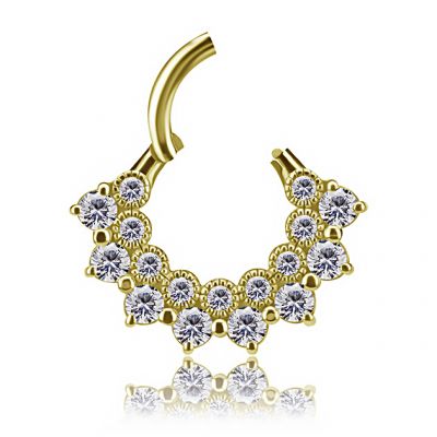 GOLD CLICKER PIERCING WITH NUMEROUS CRYSTALS