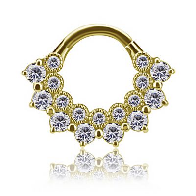 GOLD CLICKER PIERCING WITH NUMEROUS CRYSTALS
