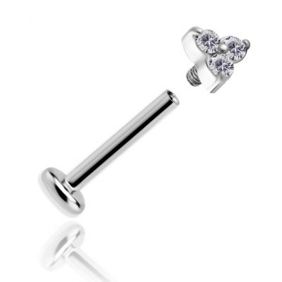 LIP PIERCING WITH A TRIO OF ZIRCONIA CRYSTALS