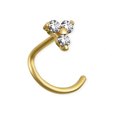 NOSTRIL PIERCING EN ORO CON TRES CRISTALES