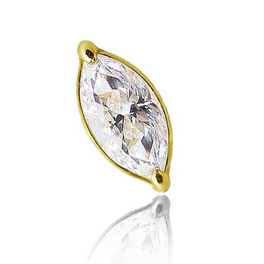 GOLD COMPONENT WITH DROP CRYSTAL AND OUTER THREAD