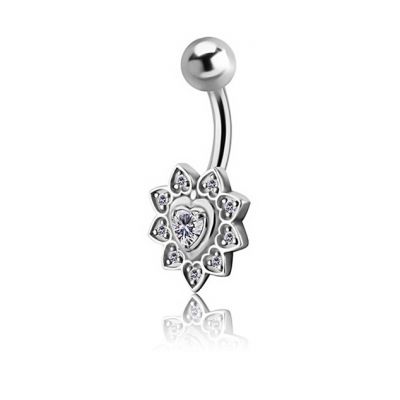CRYSTAL HEART BELLY BUTTON PIERCING