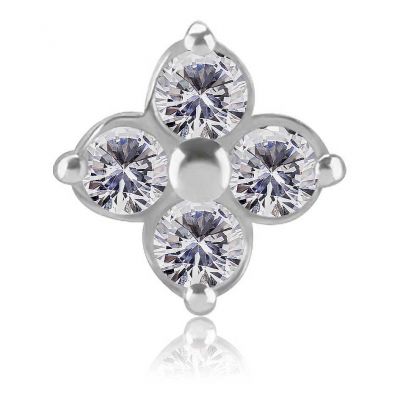 THREADLESS FLOWER-SHAPED REPLACEMENT WITH PREMIUM CUBIC ZIRCONIA